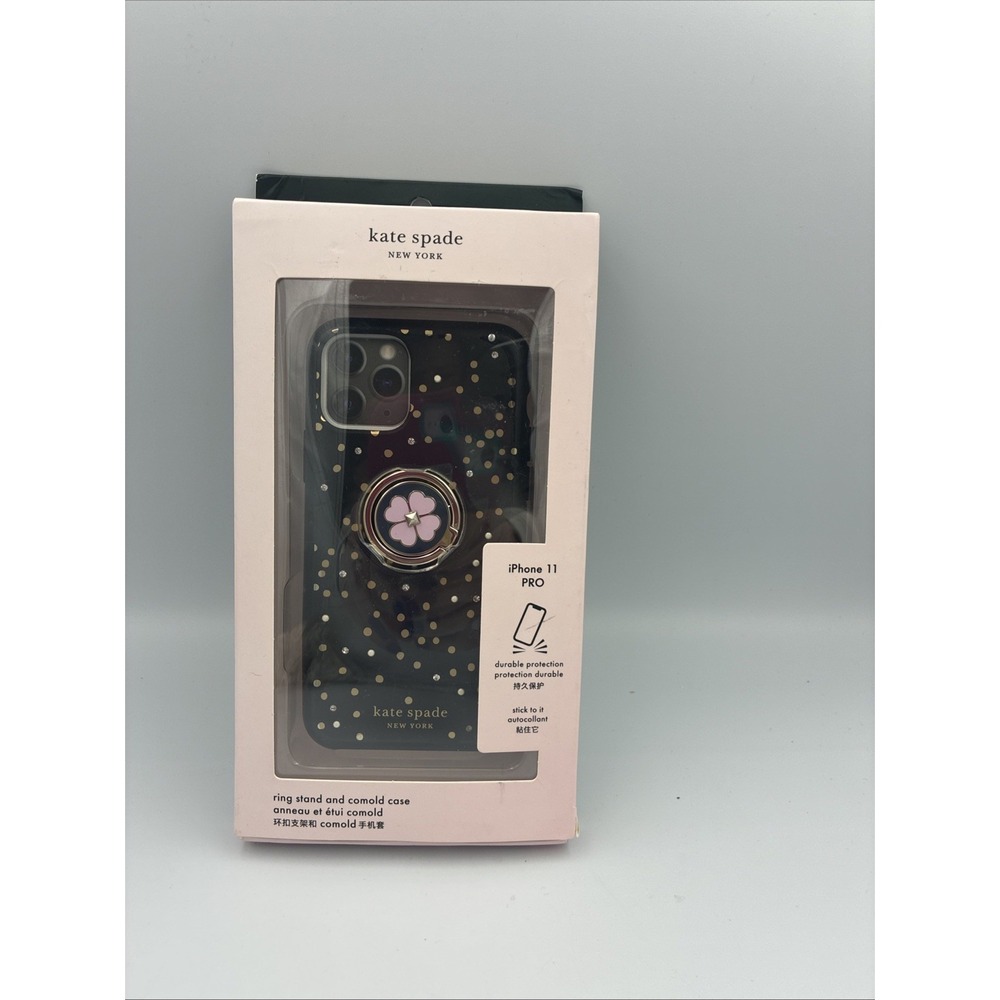 New Kate Spade iPhone 11 PRO  Ring Stand‎ And Comold Case Black With Jewels